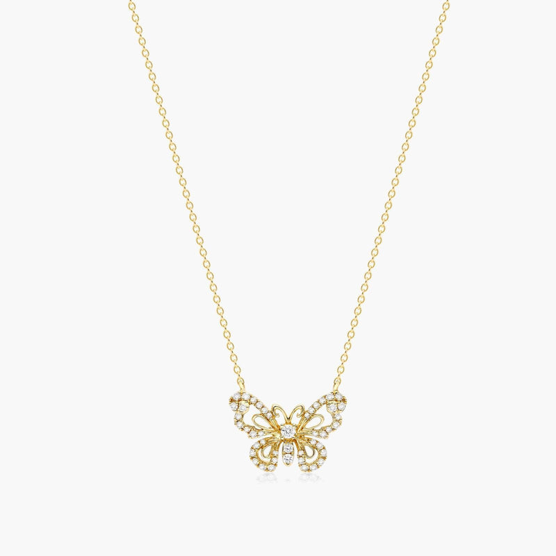 1ct Lab Grown Diamond Butterfly Pendant | Necklace Round Brilliant |