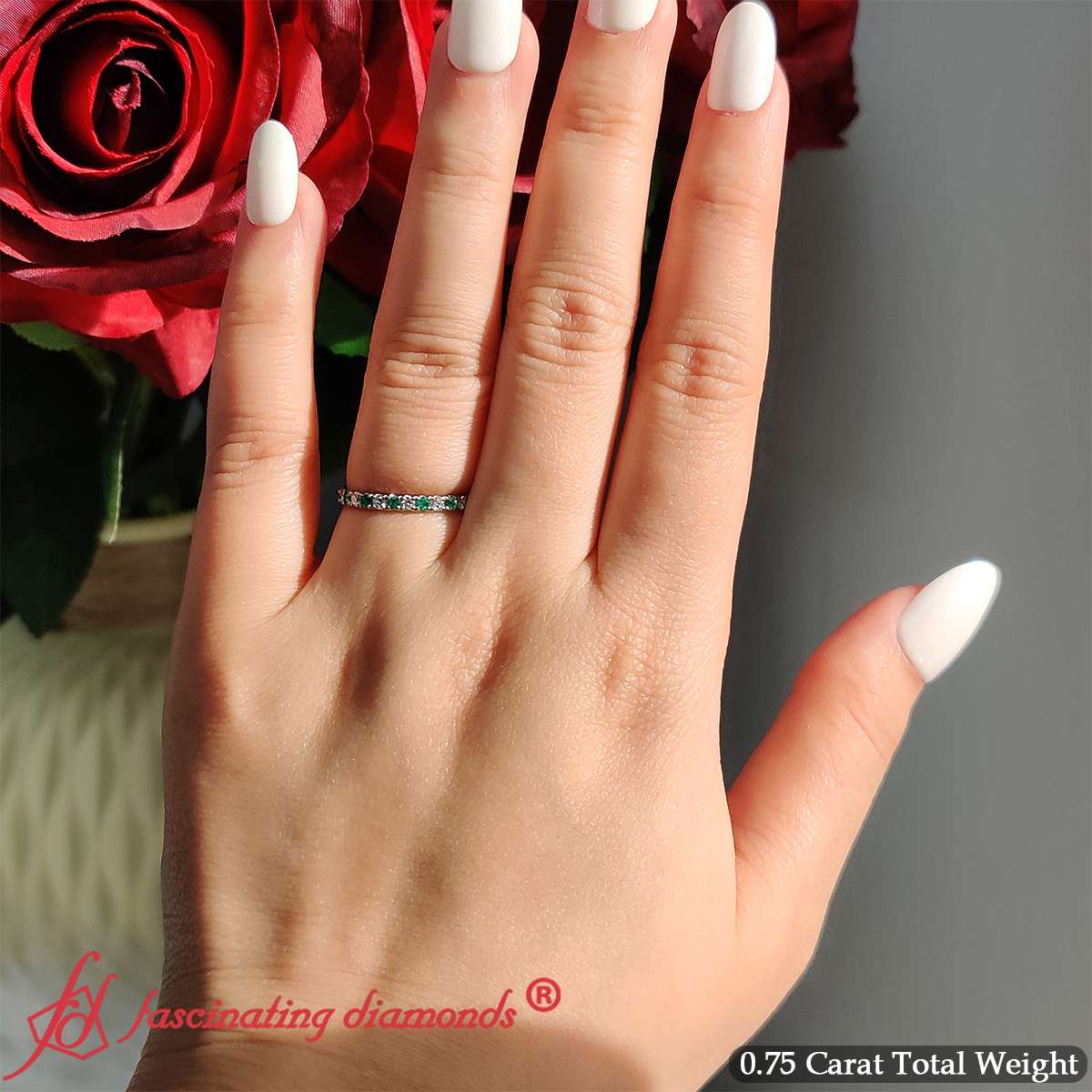0.75 Carat Round Diamond Eternity Wedding Band