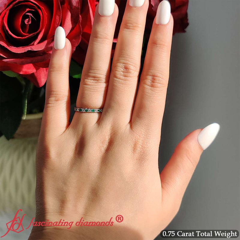 0.75 Carat Round Diamond Eternity Wedding Band
