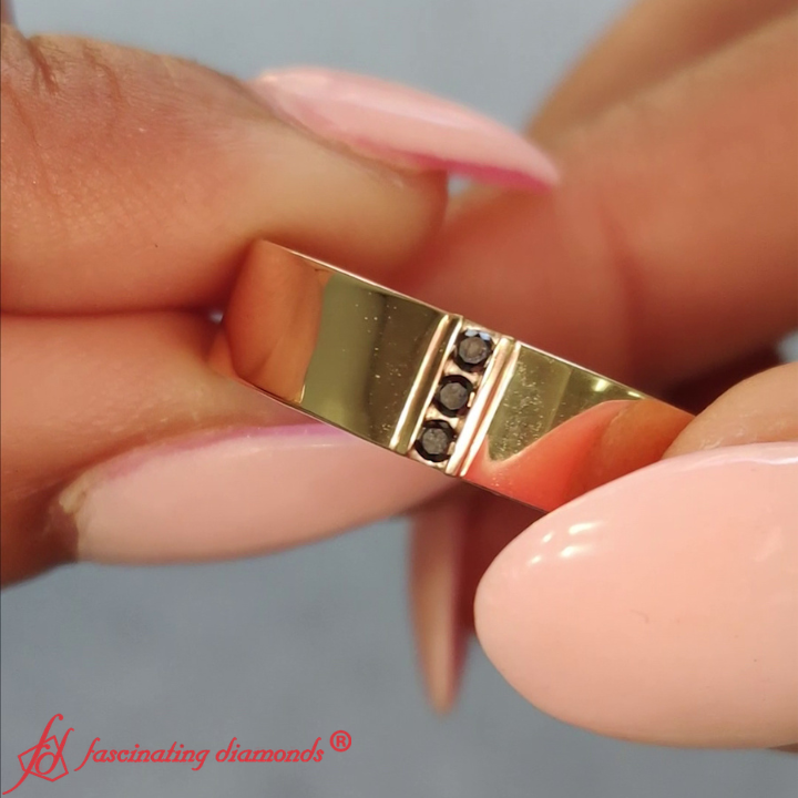 Men’s Three-Stone Flat Gemstone Band