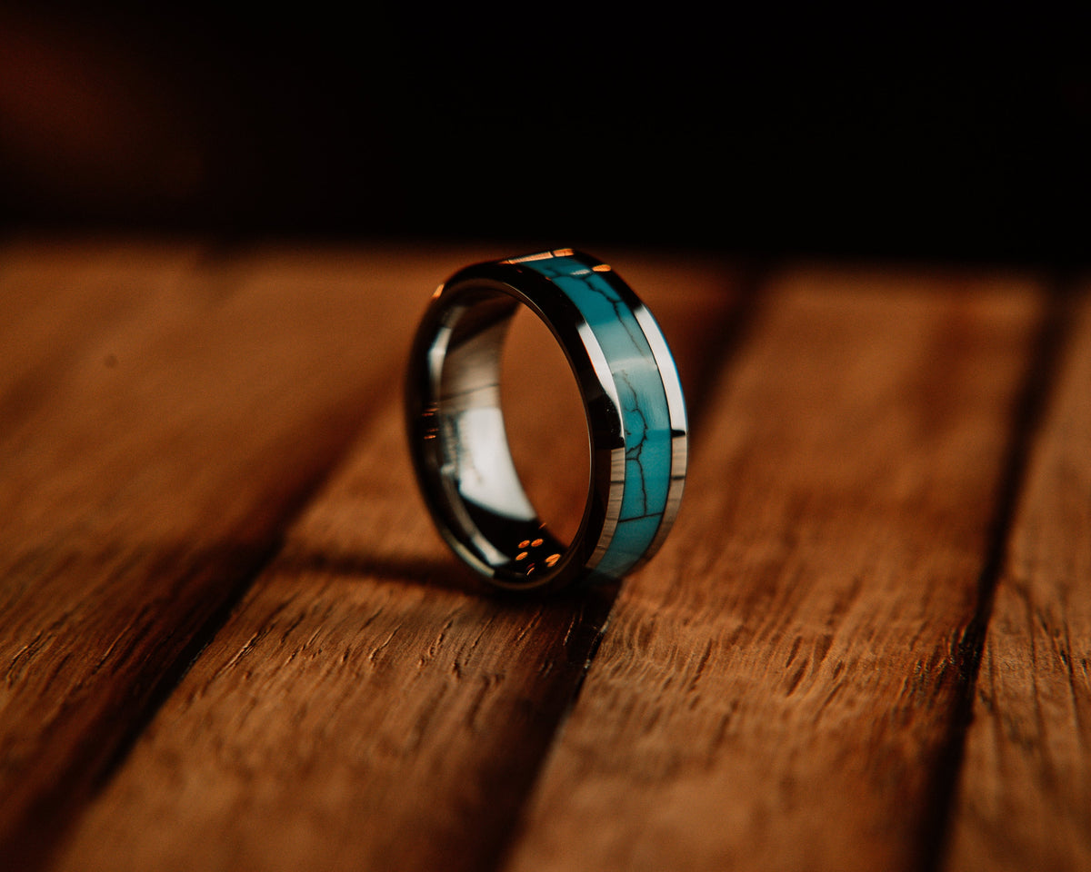 The Tortuga Turquoise Inlay Tungsten Ring