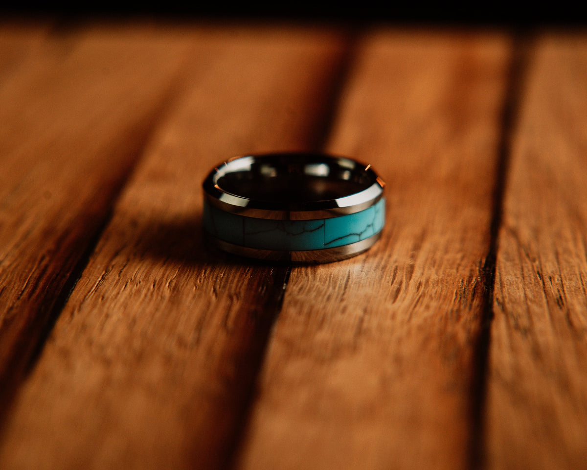 The Tortuga Turquoise Inlay Tungsten Ring