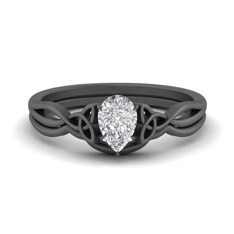 Pear-Shaped Infinity Celtic Solitaire Wedding Ring