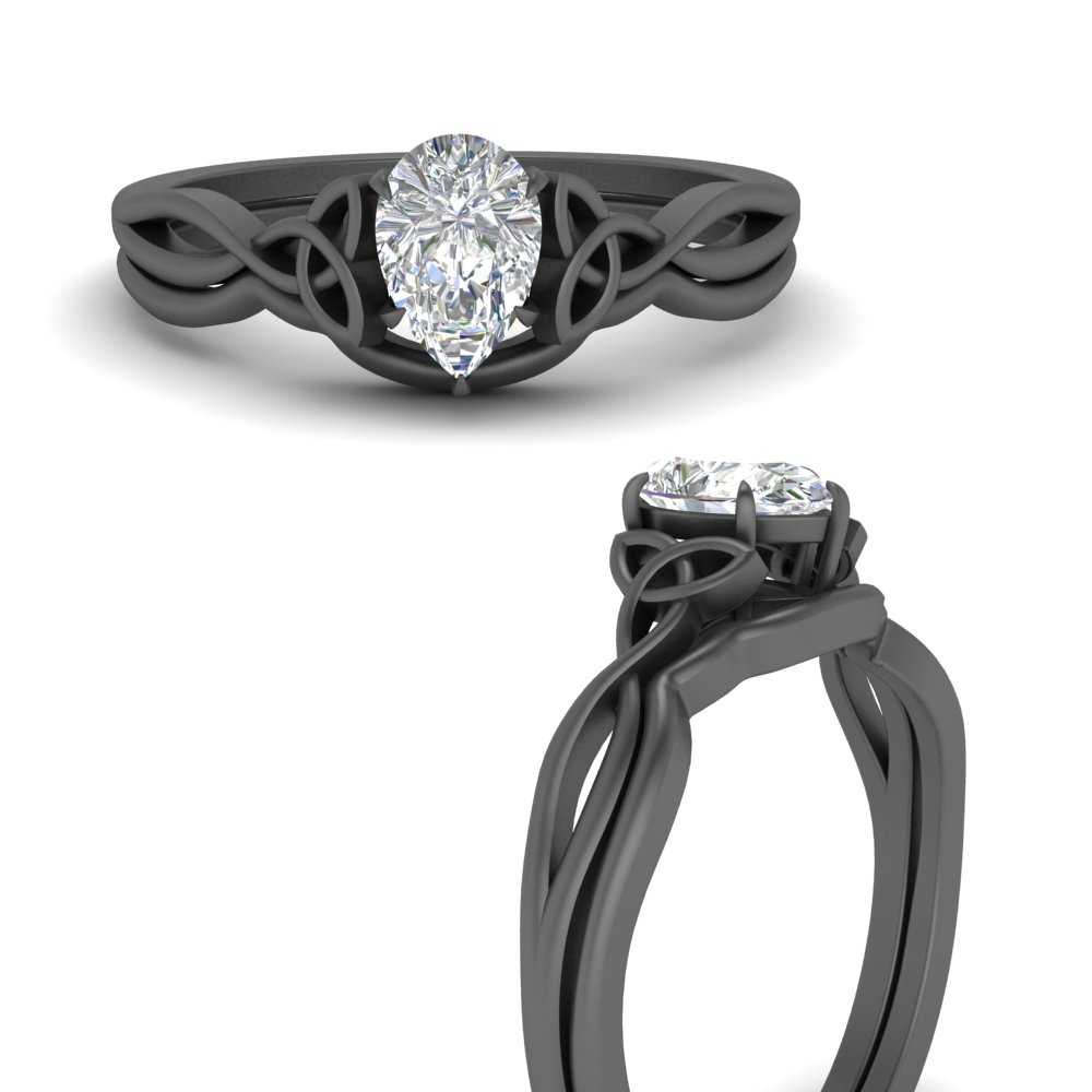 Pear-Shaped Infinity Celtic Solitaire Wedding Ring