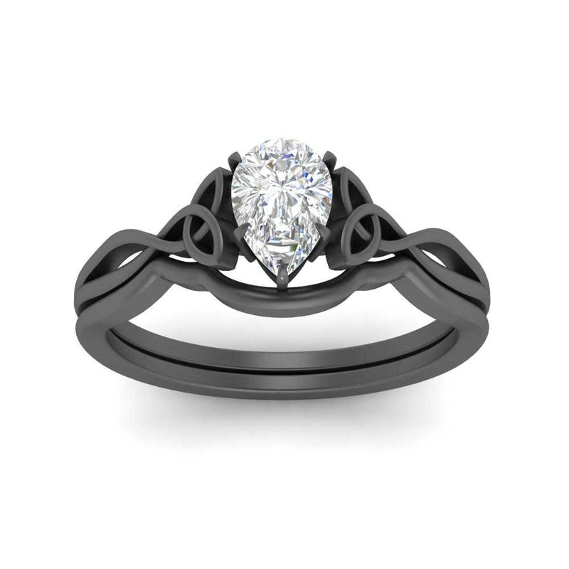 Pear-Shaped Infinity Celtic Solitaire Wedding Ring
