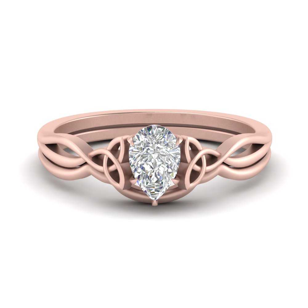 Pear-Shaped Infinity Celtic Solitaire Wedding Ring