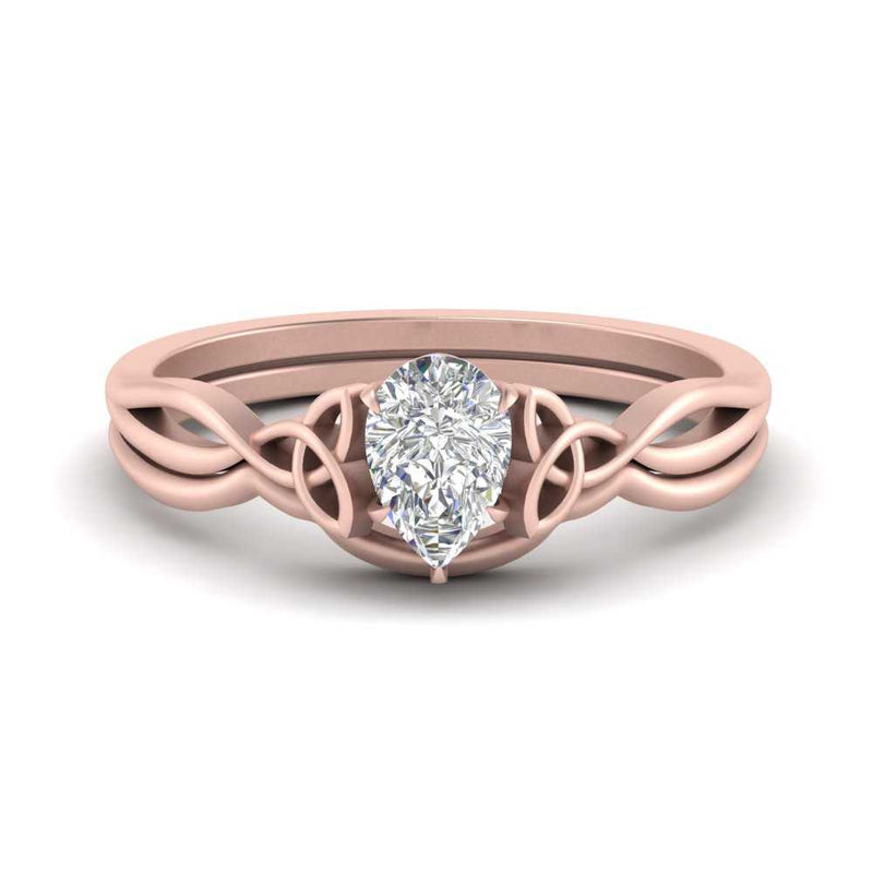 Pear-Shaped Infinity Celtic Solitaire Wedding Ring