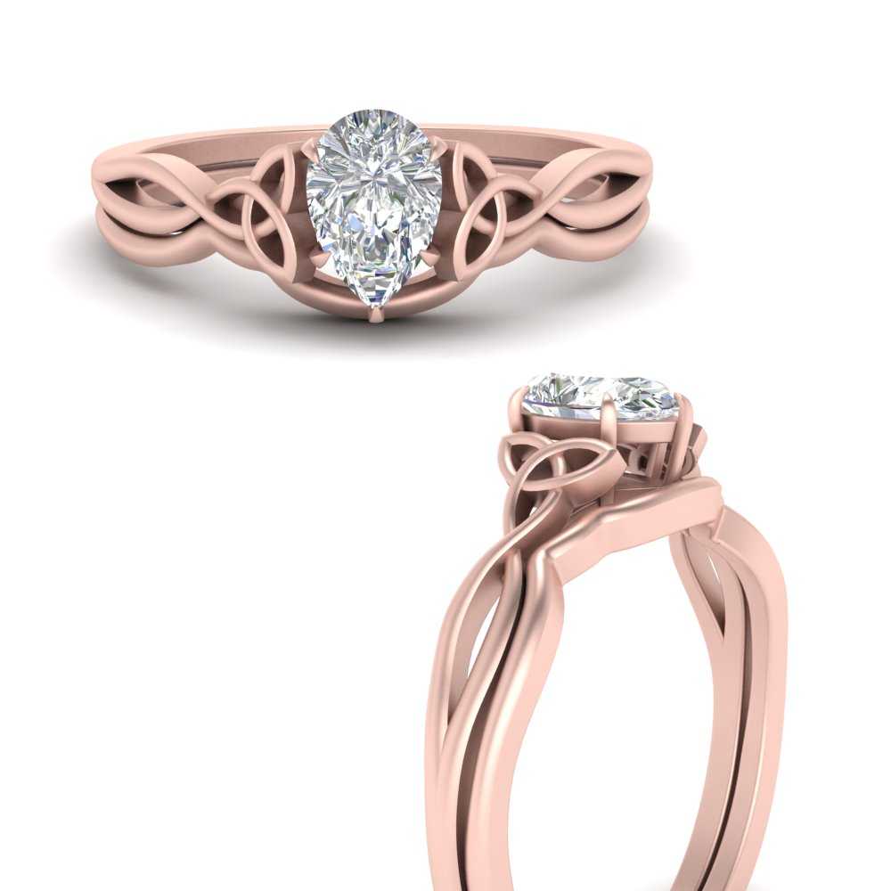 Pear-Shaped Infinity Celtic Solitaire Wedding Ring