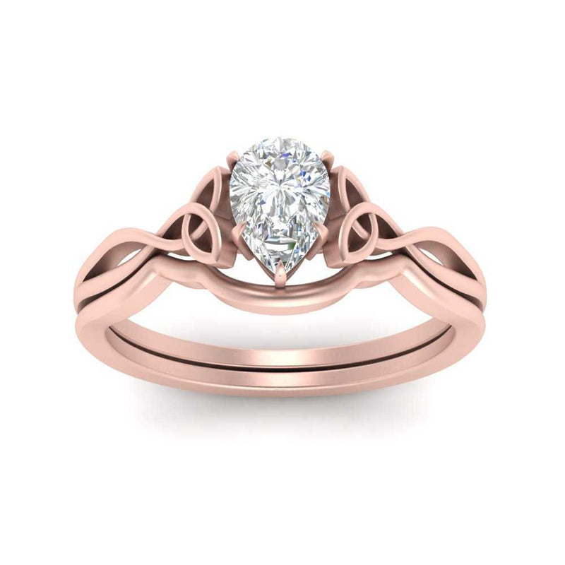 Pear-Shaped Infinity Celtic Solitaire Wedding Ring