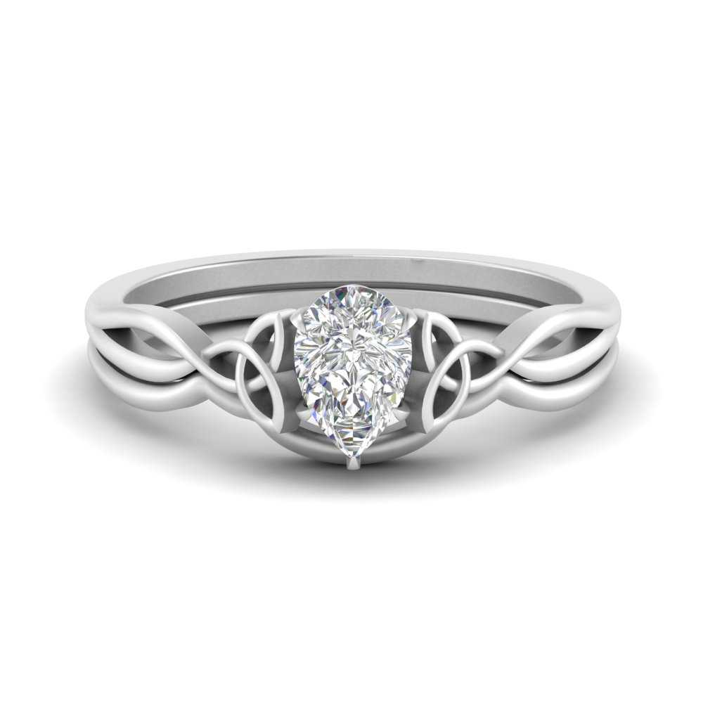Pear-Shaped Infinity Celtic Solitaire Wedding Ring