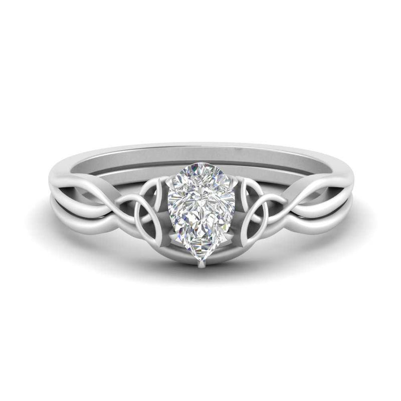 Pear-Shaped Infinity Celtic Solitaire Wedding Ring