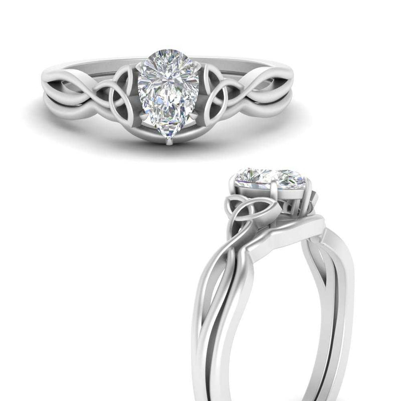 Pear-Shaped Infinity Celtic Solitaire Wedding Ring