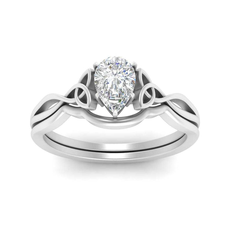 Pear-Shaped Infinity Celtic Solitaire Wedding Ring