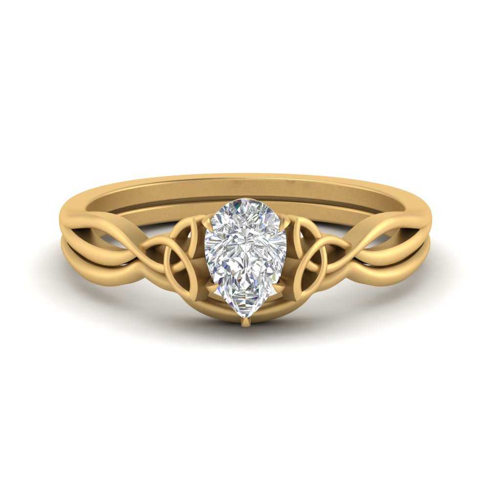 Pear-Shaped Infinity Celtic Solitaire Wedding Ring