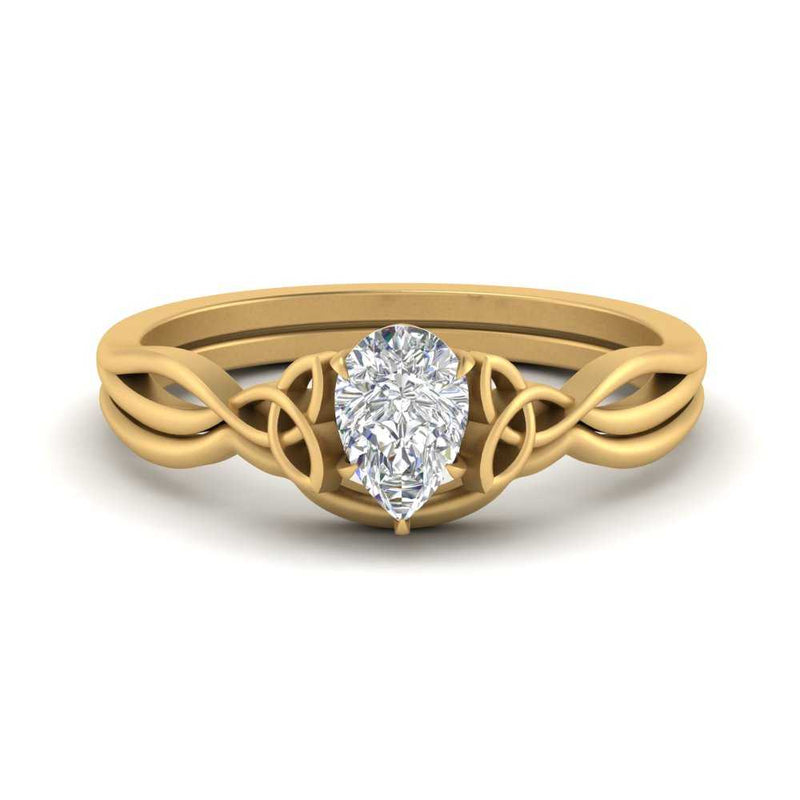 Pear-Shaped Infinity Celtic Solitaire Wedding Ring