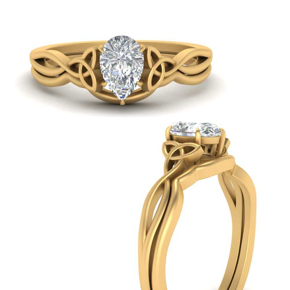 Pear-Shaped Infinity Celtic Solitaire Wedding Ring