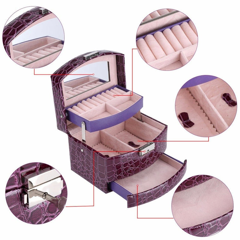 Luxury Jewelry Box – 3 Layers Tangle Free Jewelry Organizer & Elegant Designer Jewelry Chest