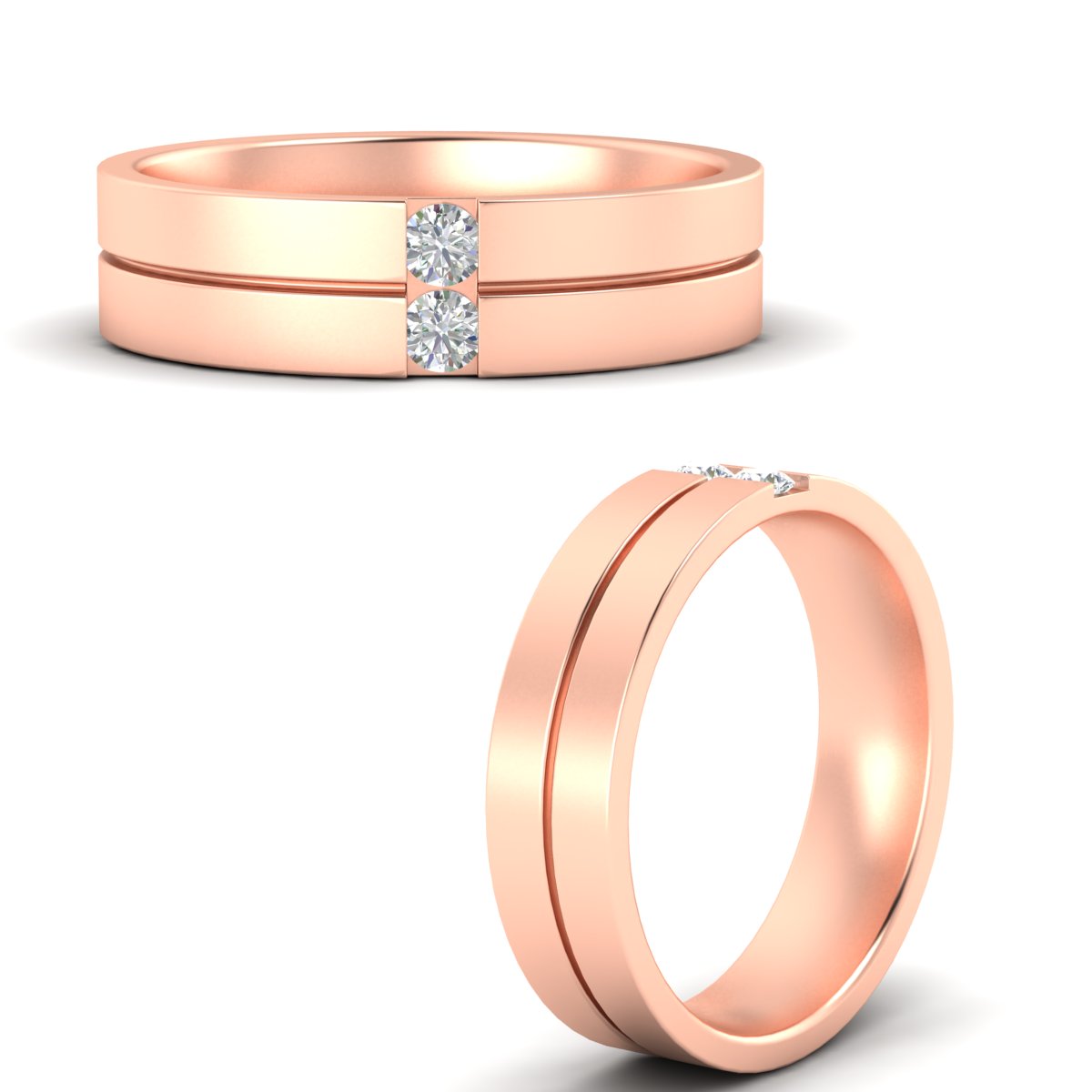 Men’s Two-Stone Channel-Set Diamond Band