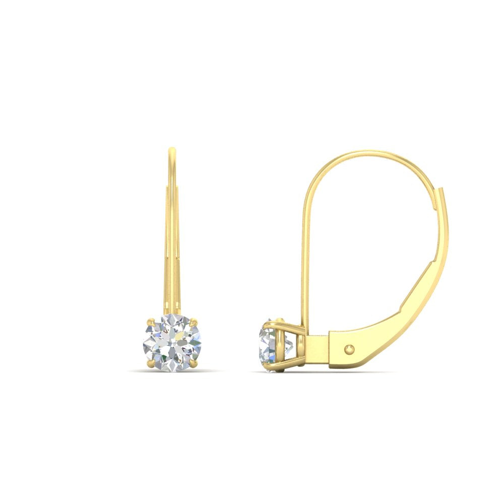 Small Round Diamond Leverback Earrings