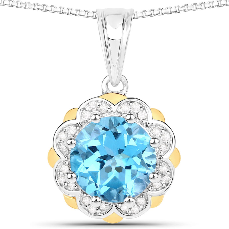 Swiss Blue Topaz & Diamond Accent Pendant