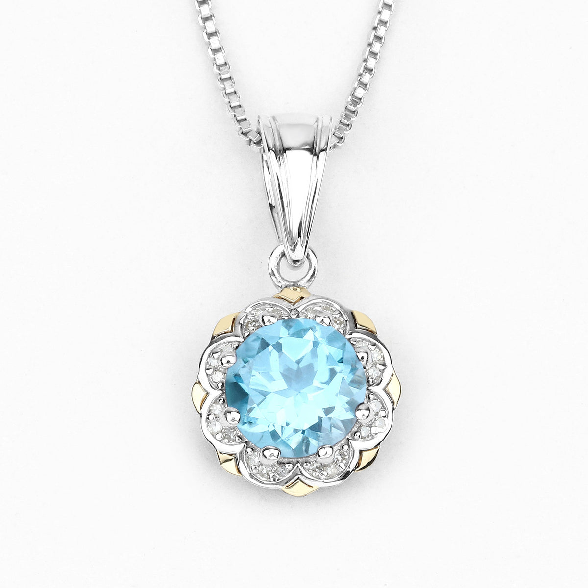 Swiss Blue Topaz & Diamond Accent Pendant