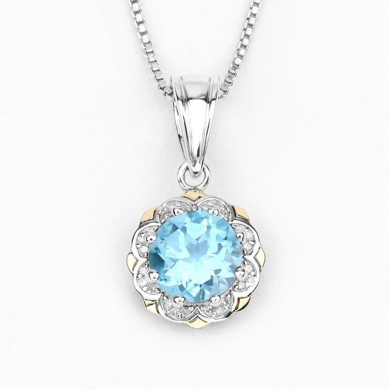 Swiss Blue Topaz & Diamond Accent Pendant