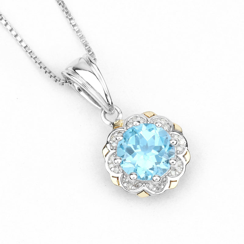 Swiss Blue Topaz & Diamond Accent Pendant