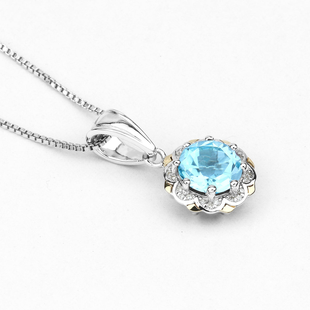 Swiss Blue Topaz & Diamond Accent Pendant