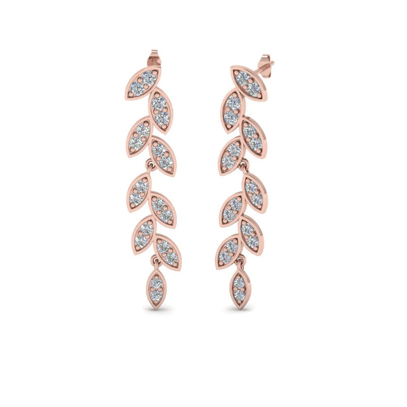 Pavé Diamond Leaf Drop Earrings