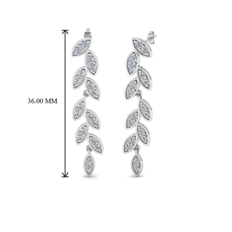 Pavé Diamond Leaf Drop Earrings