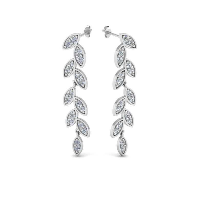 Pavé Diamond Leaf Drop Earrings