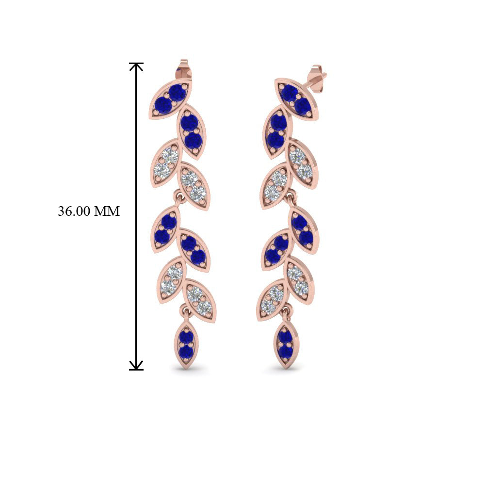 Pavé Diamond Leaf Drop Earrings