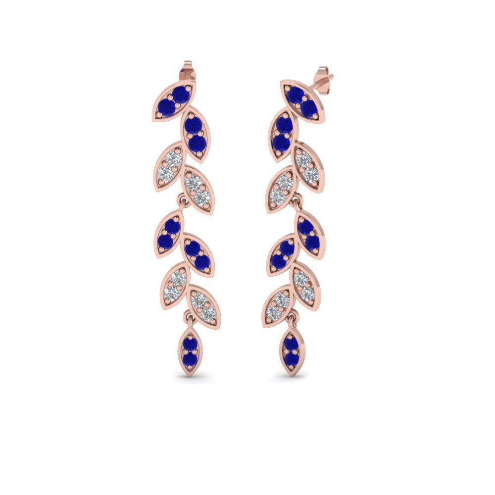 Pavé Diamond Leaf Drop Earrings