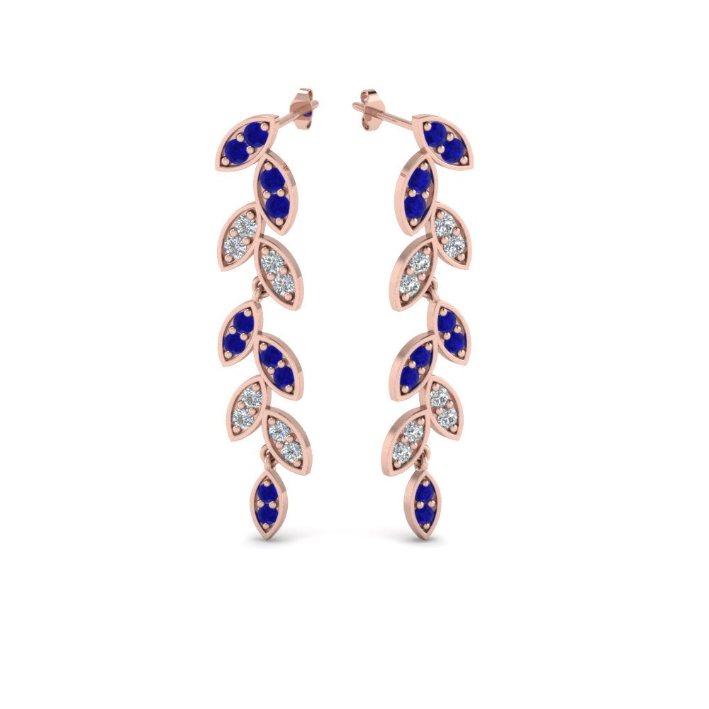 Pavé Diamond Leaf Drop Earrings