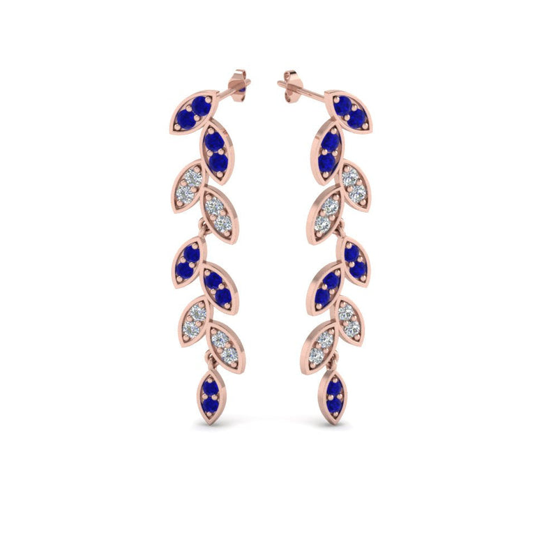 Pavé Diamond Leaf Drop Earrings