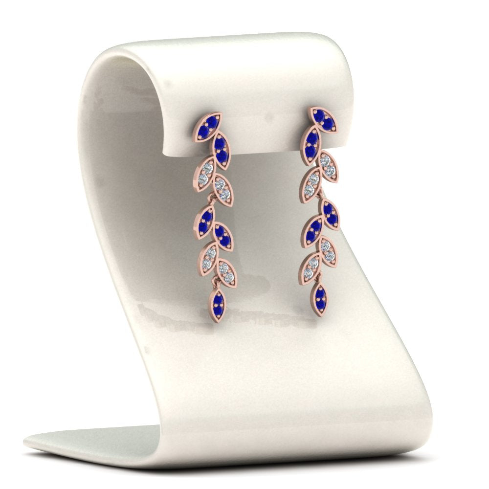 Pavé Diamond Leaf Drop Earrings