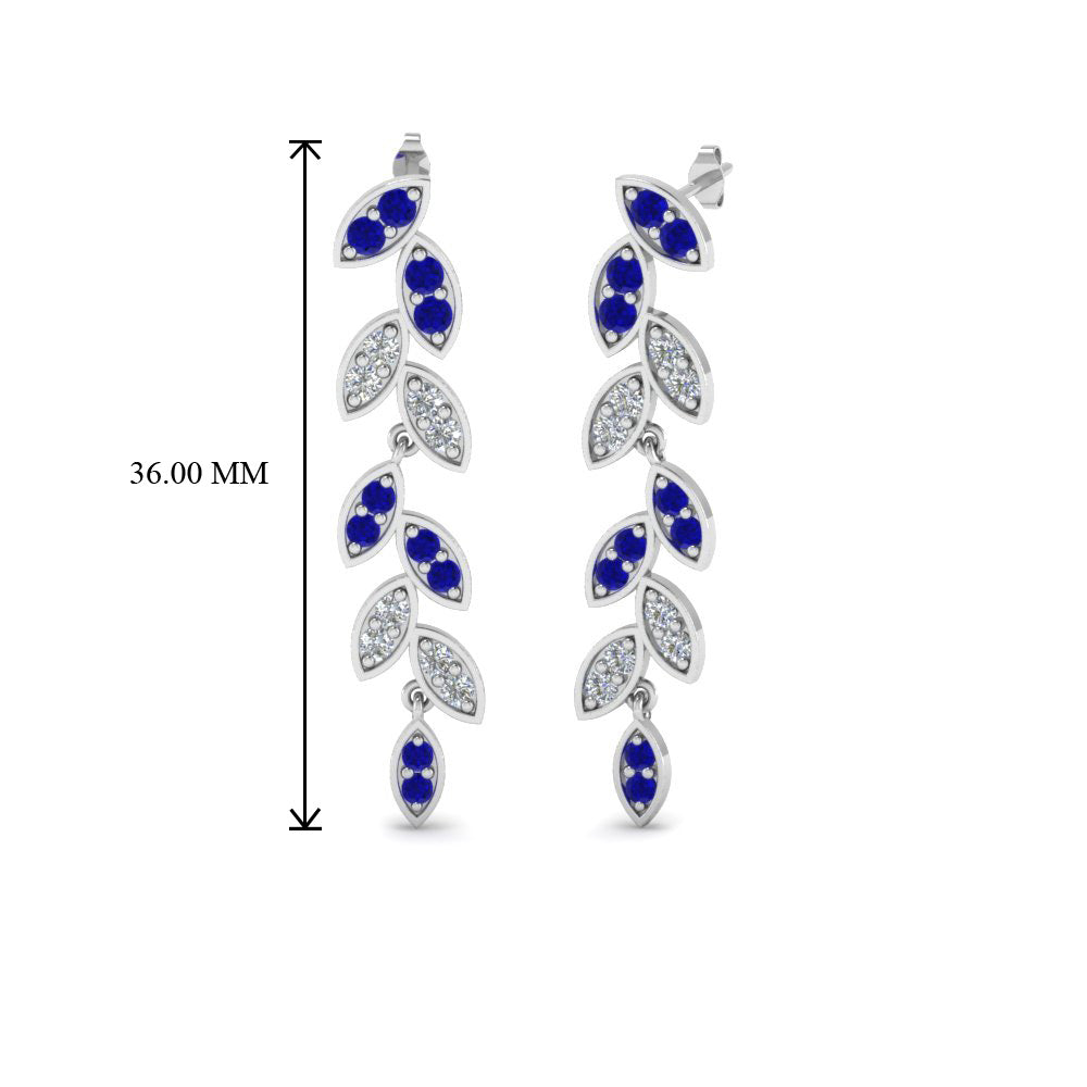 Pavé Diamond Leaf Drop Earrings