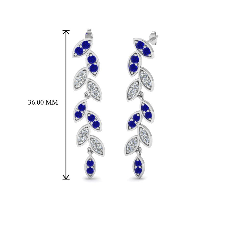 Pavé Diamond Leaf Drop Earrings