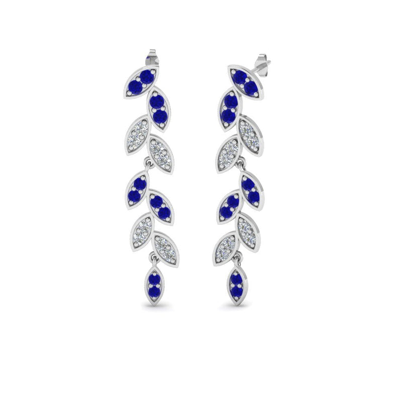 Pavé Diamond Leaf Drop Earrings