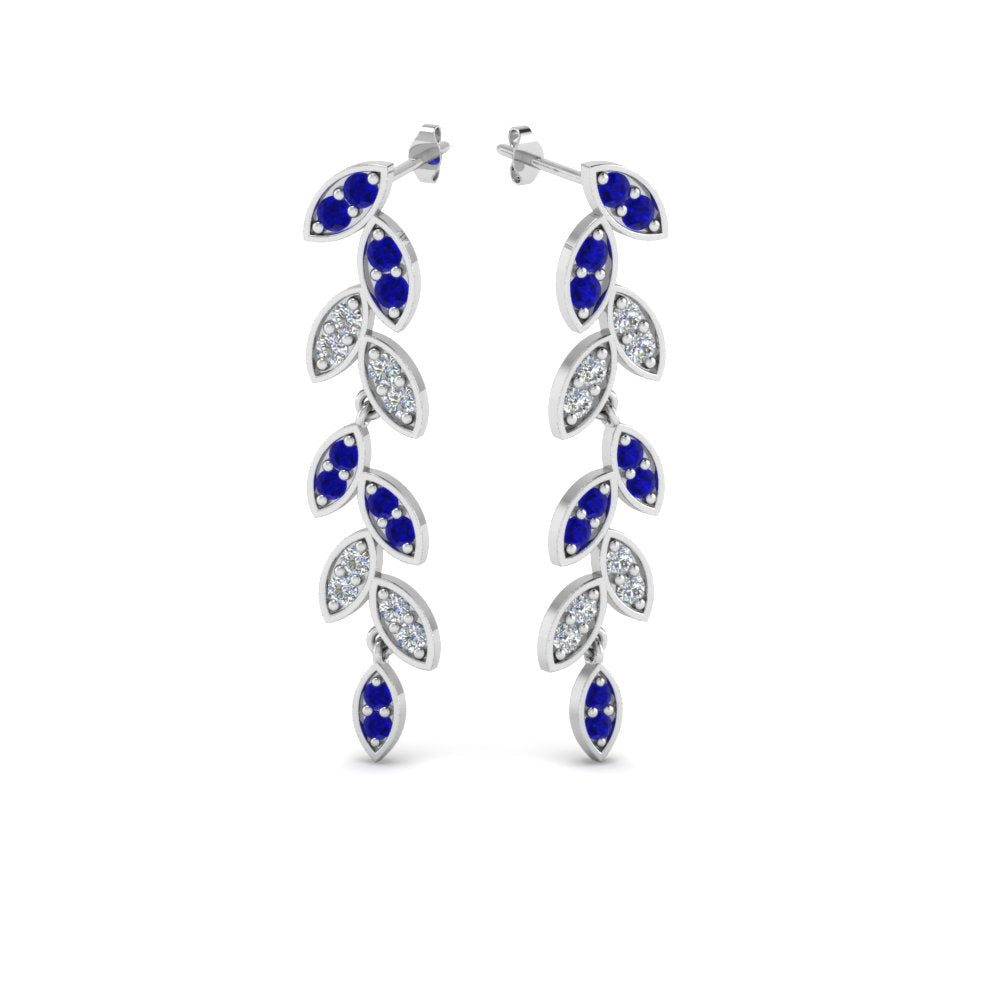 Pavé Diamond Leaf Drop Earrings