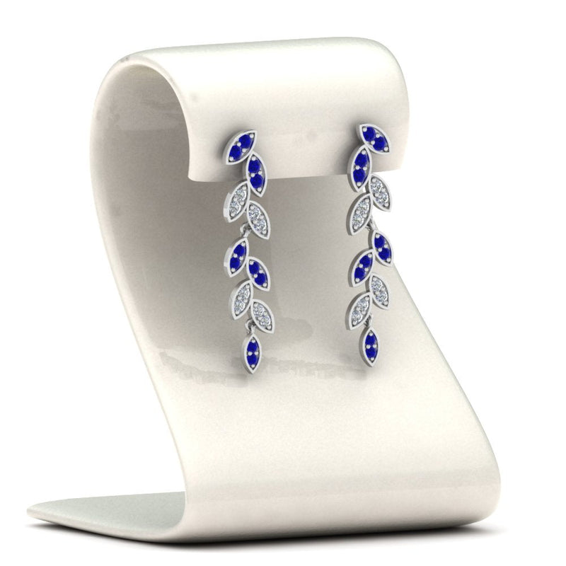 Pavé Diamond Leaf Drop Earrings