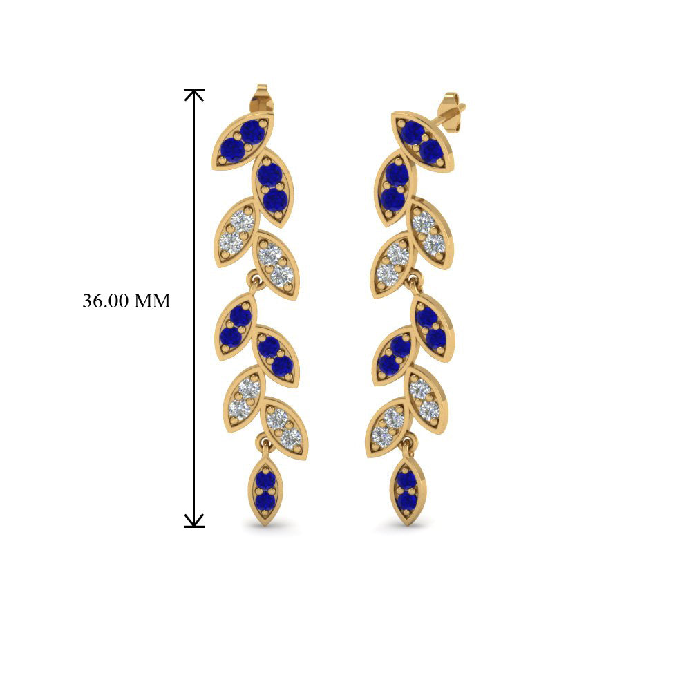 Pavé Diamond Leaf Drop Earrings