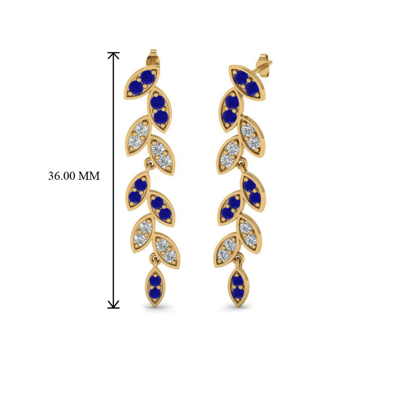 Pavé Diamond Leaf Drop Earrings