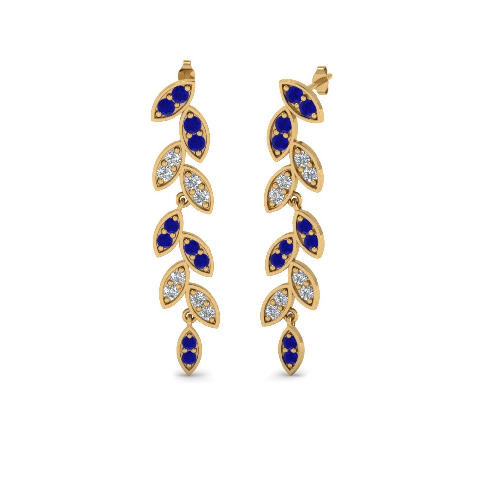 Pavé Diamond Leaf Drop Earrings