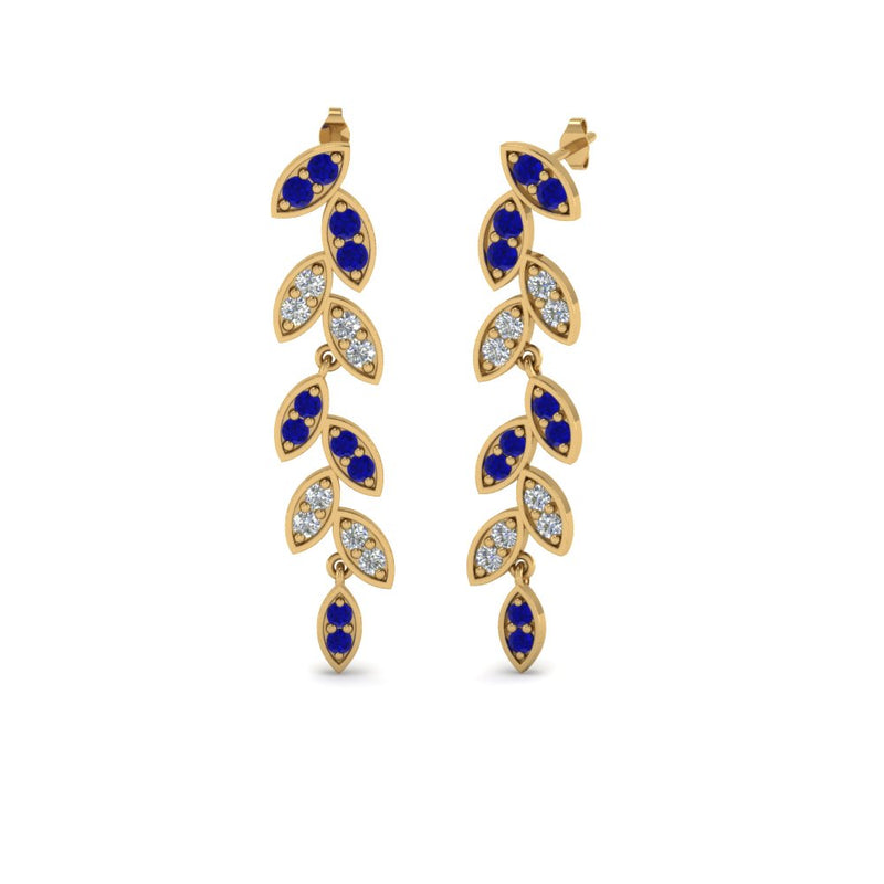 Pavé Diamond Leaf Drop Earrings