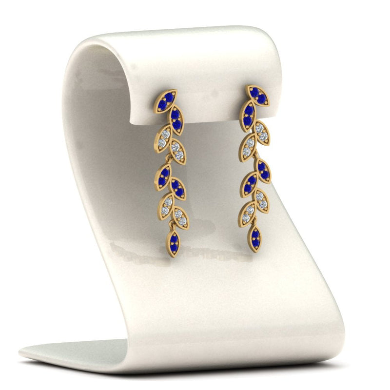 Pavé Diamond Leaf Drop Earrings