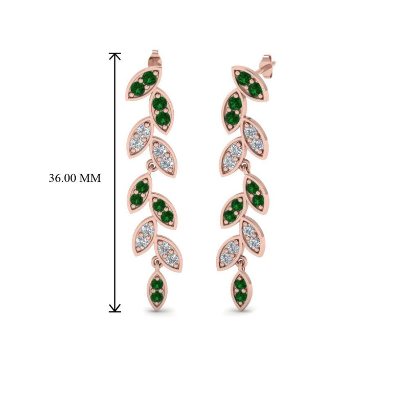 Pavé Diamond Leaf Drop Earrings