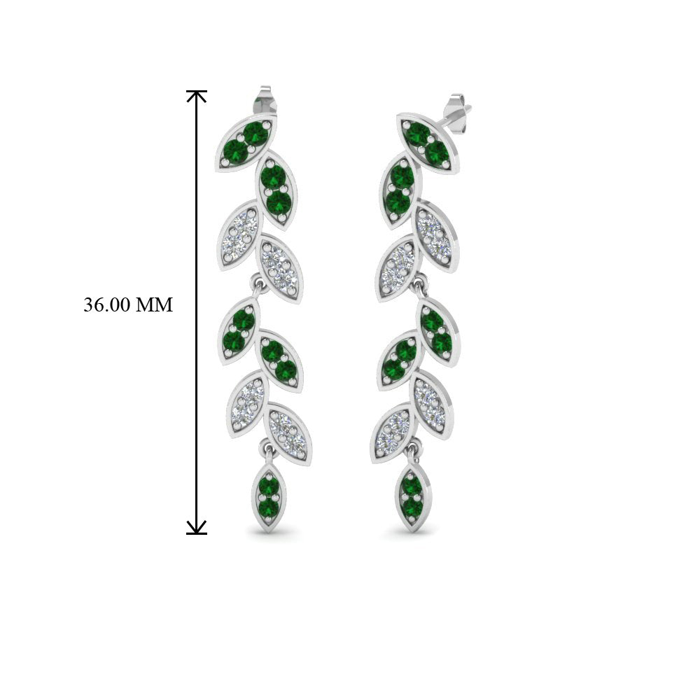 Pavé Diamond Leaf Drop Earrings