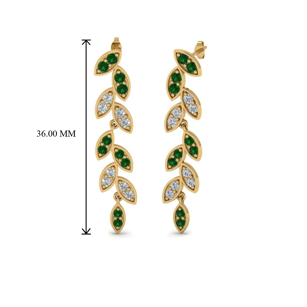 Pavé Diamond Leaf Drop Earrings