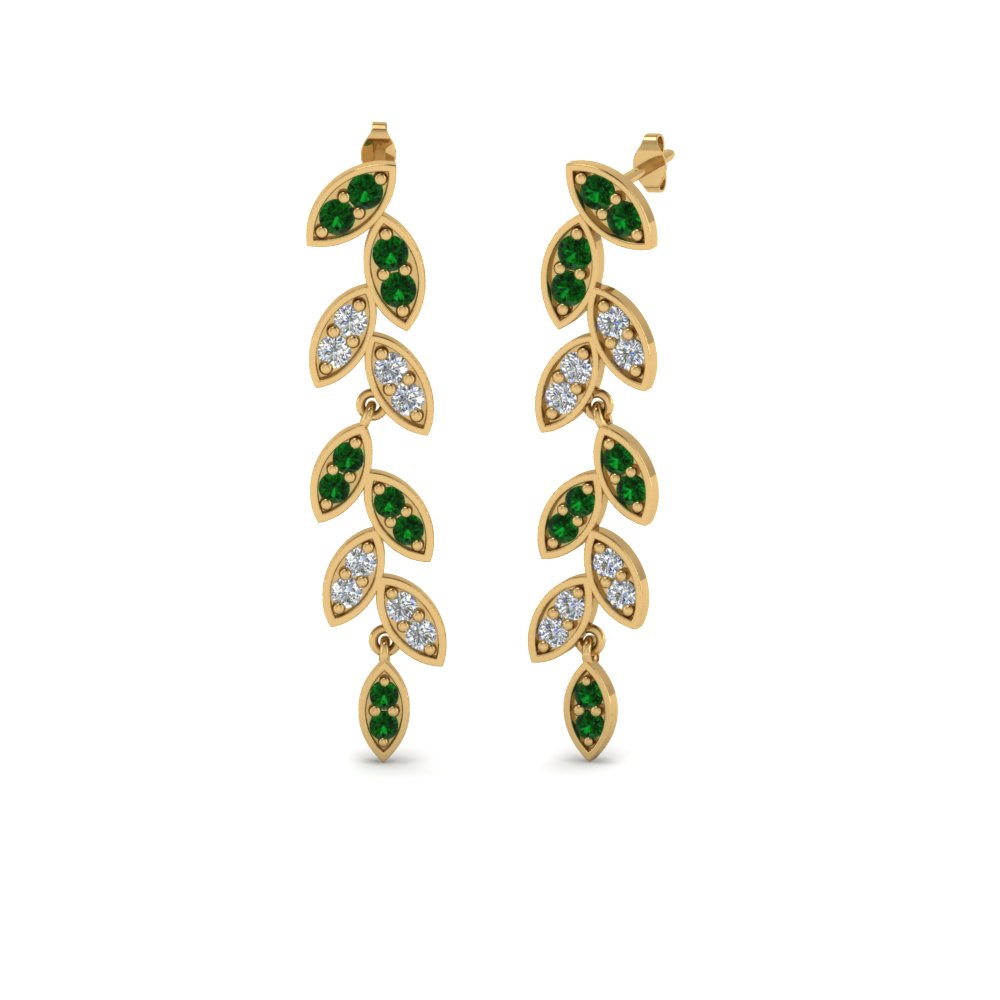 Pavé Diamond Leaf Drop Earrings